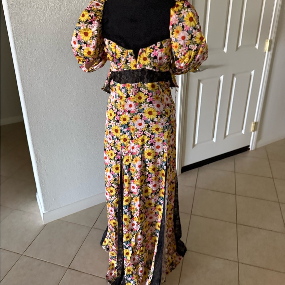 For Love And Lemons Floral A-Line Skirt - Black, Yellow, Pink